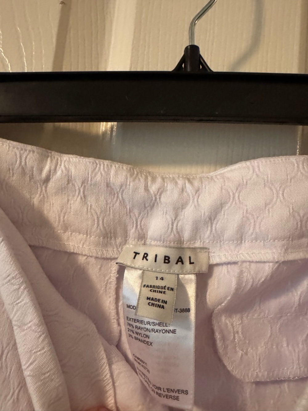 NWT Tribal from Stitch Fix White Quilted Cropped Pants-sz 14 - Picture 5 of 6